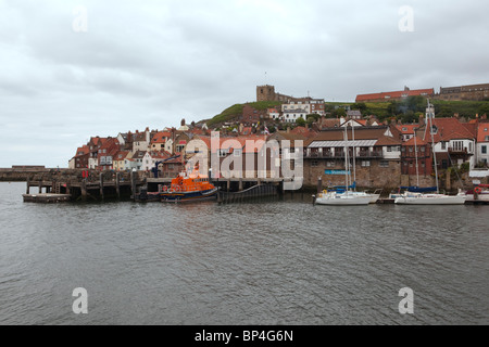 Looking eastward across Whitby Harbour in Yorkshire Stock Photo