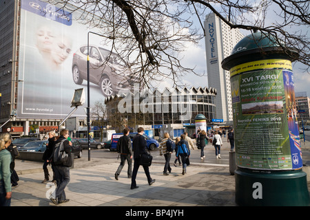 People walking on Marszalkowska street, Warsaw Poland. Stock Photo