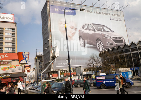 People walking on Marszalkowska street, Warsaw Poland. Stock Photo