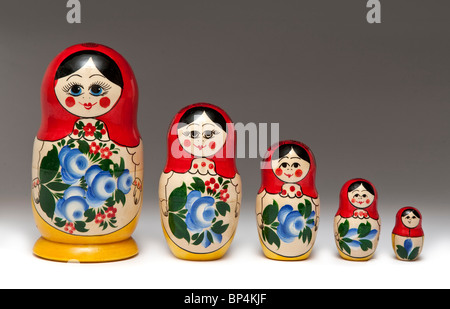 Russian nesting dolls, Babushka doll, graduated background Stock Photo