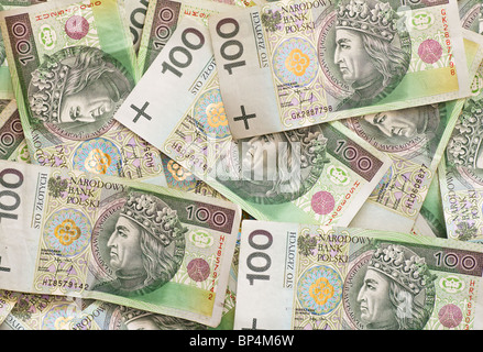 Money background. Banknotes from Poland. Financial texture abstract. Stock Photo