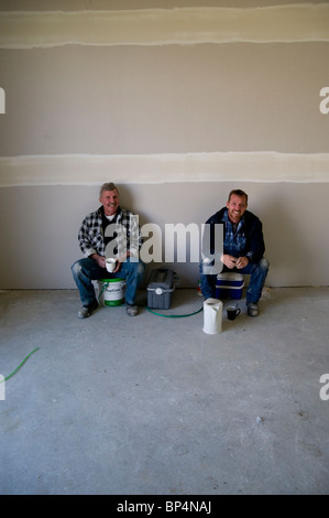 workers having smoko Stock Photo