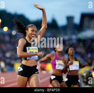 Allyson FELIX 200m women's race at Aviva London Grand Prix, Crystal Palace, London. Stock Photo