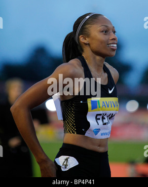 Allyson FELIX 200m women's race at Aviva London Grand Prix, Crystal Palace, London. Stock Photo