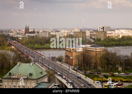 Cars on Solidarity Avenue (Aleja Solidarnosci), one of the main thoroughfares in Warsaw Poland. Stock Photo