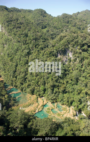 The turquoise pools of Semuc Champey. Guatemala. Stock Photo