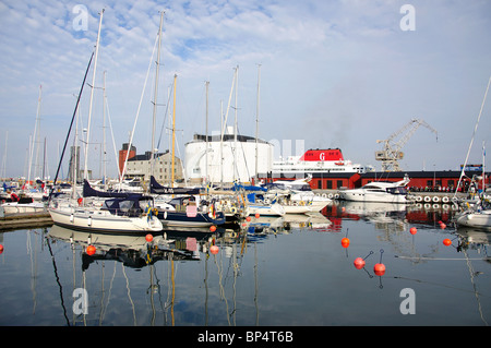 Marina and port, Visby, Gotland County, Gotland Province, Kingdom of Sweden Stock Photo