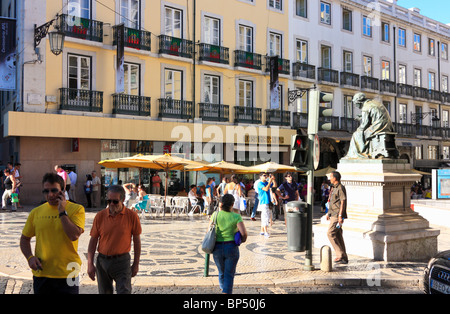 Largo do Chiado, with the statue of Antonio Ribeiro, Lisbon, Portugal Stock Photo