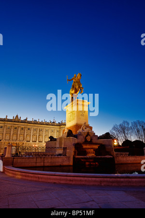 Felipe IV statue at Plaza de Oriente, Madrid, Spain Stock Photo