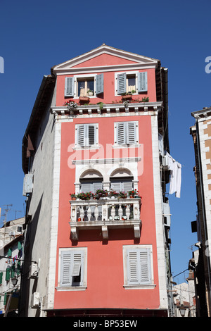 Colorful house in the old town of Rovinj, Croatia Stock Photo