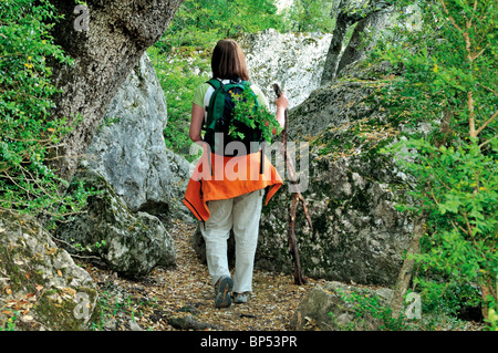 Spain, Navarra: Trekking in the Sierra de Leyre Stock Photo