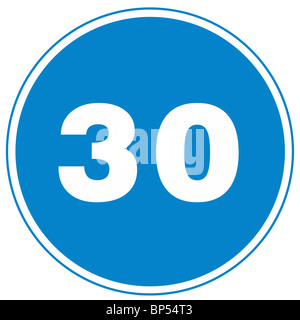 30mph speed limit road sign England UK isolated against a blue sky