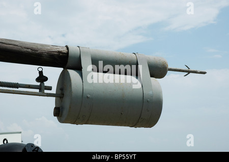 main ram charge on bow of replica of the CSS Hunley built in Mobile Alabama in 1864 first submarine to sink an enemy warship Stock Photo