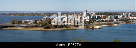 Panorama view across the Swan river to the suburbs around South Perth, Western Australia Stock Photo