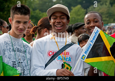 Group of Afro Caribbean youths at West Indian Jamaican family day at Crystal Palace Park South London Stock Photo