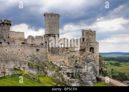 The old castle ruins of Ogrodzieniec fortifications, Poland. HDR image. Stock Photo