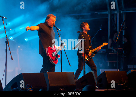 Peter Hook and his band The Light performing Joy Division's Unknown Pleasures album at Vintage at Goodwood festival 2010 Stock Photo