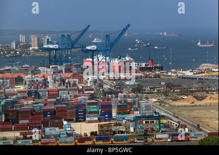aerial view above containers cranes Cristobal port Colon Republic of Panama Stock Photo