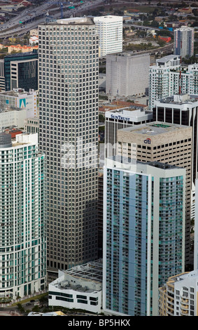 aerial view above Wachovia Financial Center central business district downtown Miami Florida Stock Photo