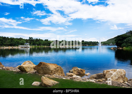 lake in deep forest Stock Photo