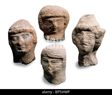ASHERA, THE CNAANITE FERTILITY GODDESS. CLAY FIGURINES DATING FROM C. 9 - 8TH.C. BC. FOUND IN THE CITY OF DAVID EXCAVATIONS
