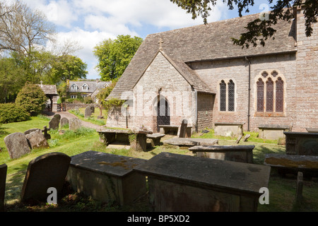 St Mary Magdalene church, set in a circular churchyard, at Hewelsfield in the Forest of Dean, Gloucestershire Stock Photo