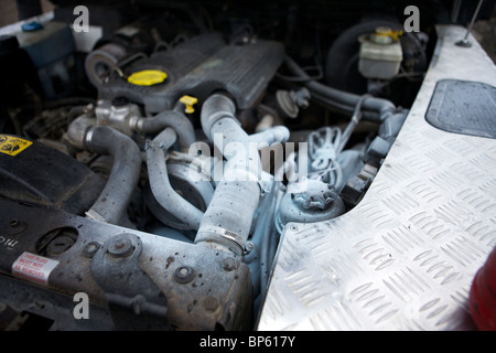 Engine Room Of A Broken Down Land Rover Defender After Being Sprayed