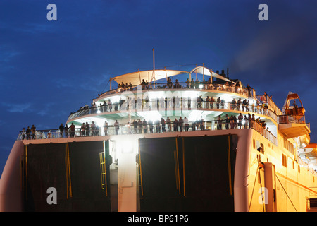 Daily ferry arriving at Las Palmas, Gran Canaria from Moro Jable on Fuerteventura in the Canary Islands Stock Photo