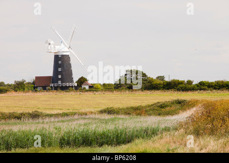 A windmill at Burnham Overy Staithe in North Norfolk Stock Photo