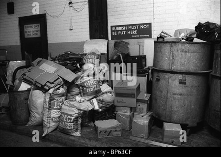 Rubbish piles up in Westminster Hospital due to Trade Union strikes Winter of Discontent, London. 1979 1970S UK HOMER SYKES Stock Photo
