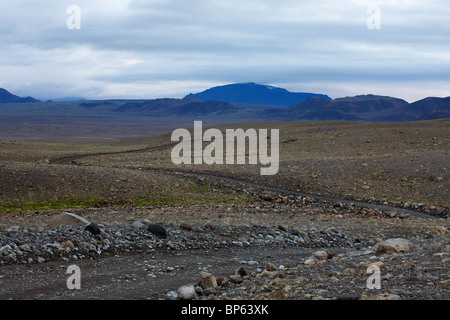A road in the interior highlands of Iceland, south of Langjokull Stock Photo