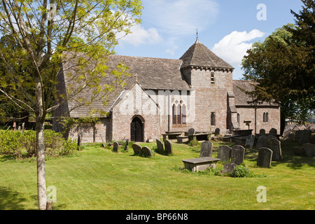 St Mary Magdalene church, set in a circular churchyard, at Hewelsfield in the Forest of Dean, Gloucestershire Stock Photo