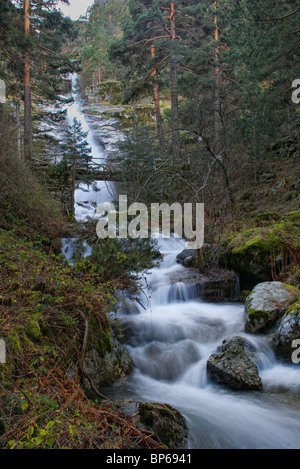 Waterfall. Navafria. Sierra de Guadarrama National Park. Segovia province. Castilla y Leon. Spain. Stock Photo