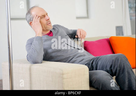 Man suffering from a headache Stock Photo