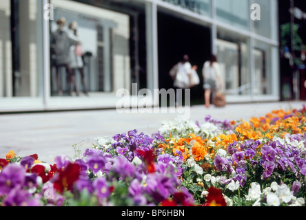 Flowerbed at Ginza, Chuo, Tokyo, Japan Stock Photo