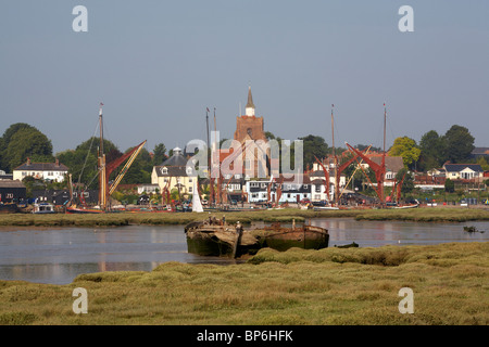 England Maldon Essex River Blackwater Hythe Quay from Heybridge  Thames sailing barges rotting hulks of Scotia and Oxygen Stock Photo