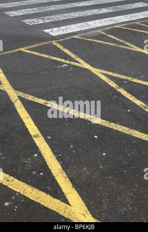 Detail of painted lines on asphalt Stock Photo