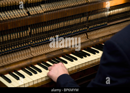 A man playing an organ, close up of hands Stock Photo