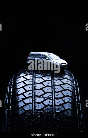 Detail of a toy car on a tire Stock Photo