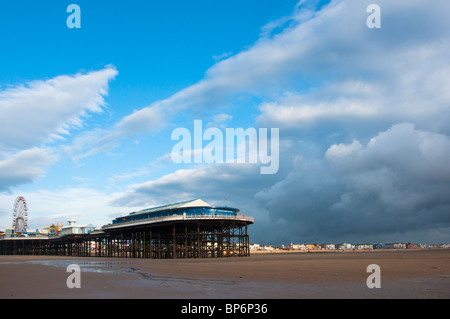 Blackpool's South Pier in evening light. UK Stock Photo