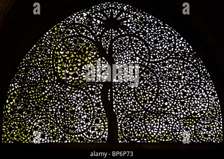 The famous Jali work of the screen in the Sidi Saiyyed Mosque in Ahmedabad, Gujarat, India. Stock Photo