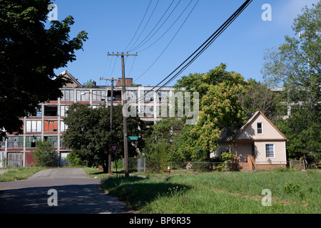 Abandoned Packard Plant and neighborhood East side of Detroit Michigan USA Stock Photo