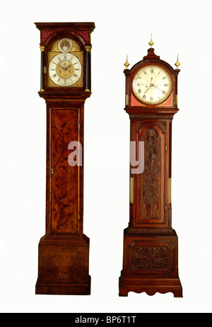 Two English Longcase clocks Stock Photo