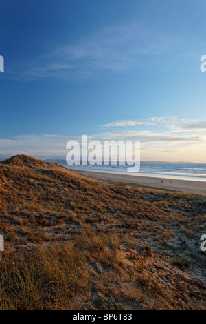 View at sunset of Niethy Mile Beach, New Zealand Stock Photo