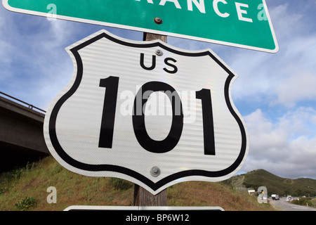 Freeway entrance sign, US 101 between Los Angeles and San Francisco, CA. Stock Photo