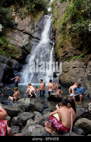 Cascada La Mina waterfall El Yunque rain forest swim Puerto Rico Stock ...