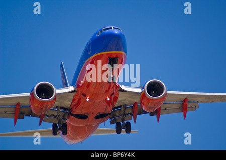 Southwest Airlines Boeing 737 landing at Los Angeles Int'l Airport LAX, Los Angeles, California Stock Photo