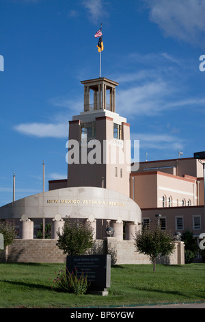 New Mexico Veterans Memorial in front of Bataan Memorial Building, the former capitol building, in Santa Fe, New Mexico Stock Photo