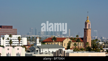 Los Angeles downtown as seen from Hollywood Boulevard, USA Stock Photo