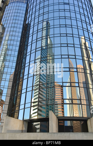 The Bonaventure Hotel reflecting the downtown Los Angeles skyscrapers. Stock Photo